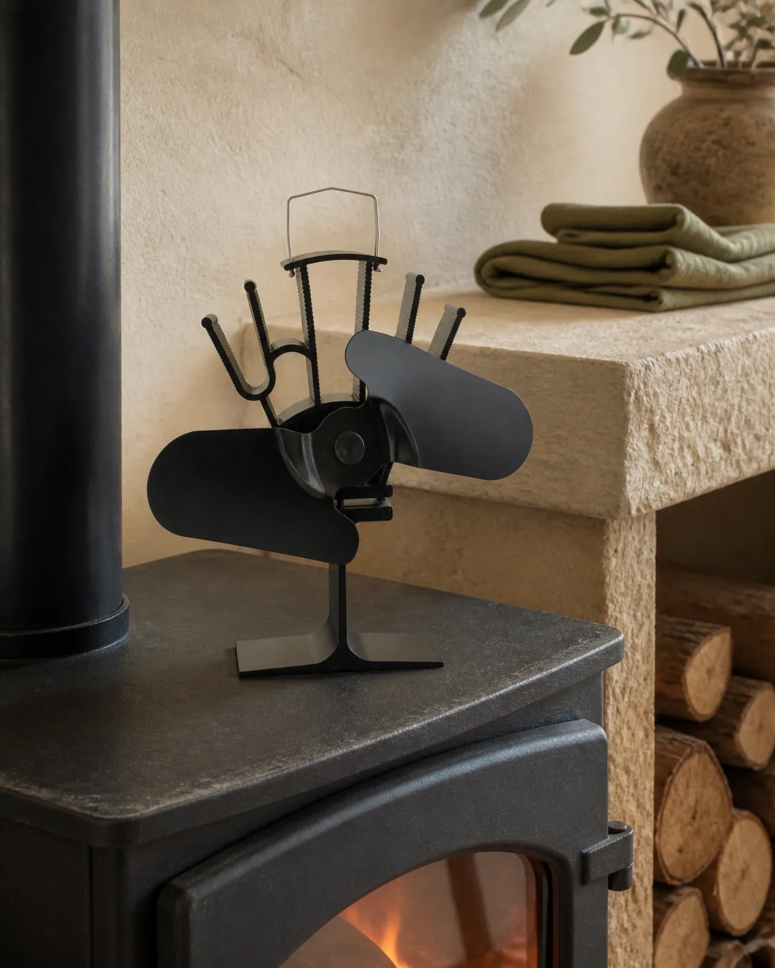 Compact Floral Fans in a fireplace setting
